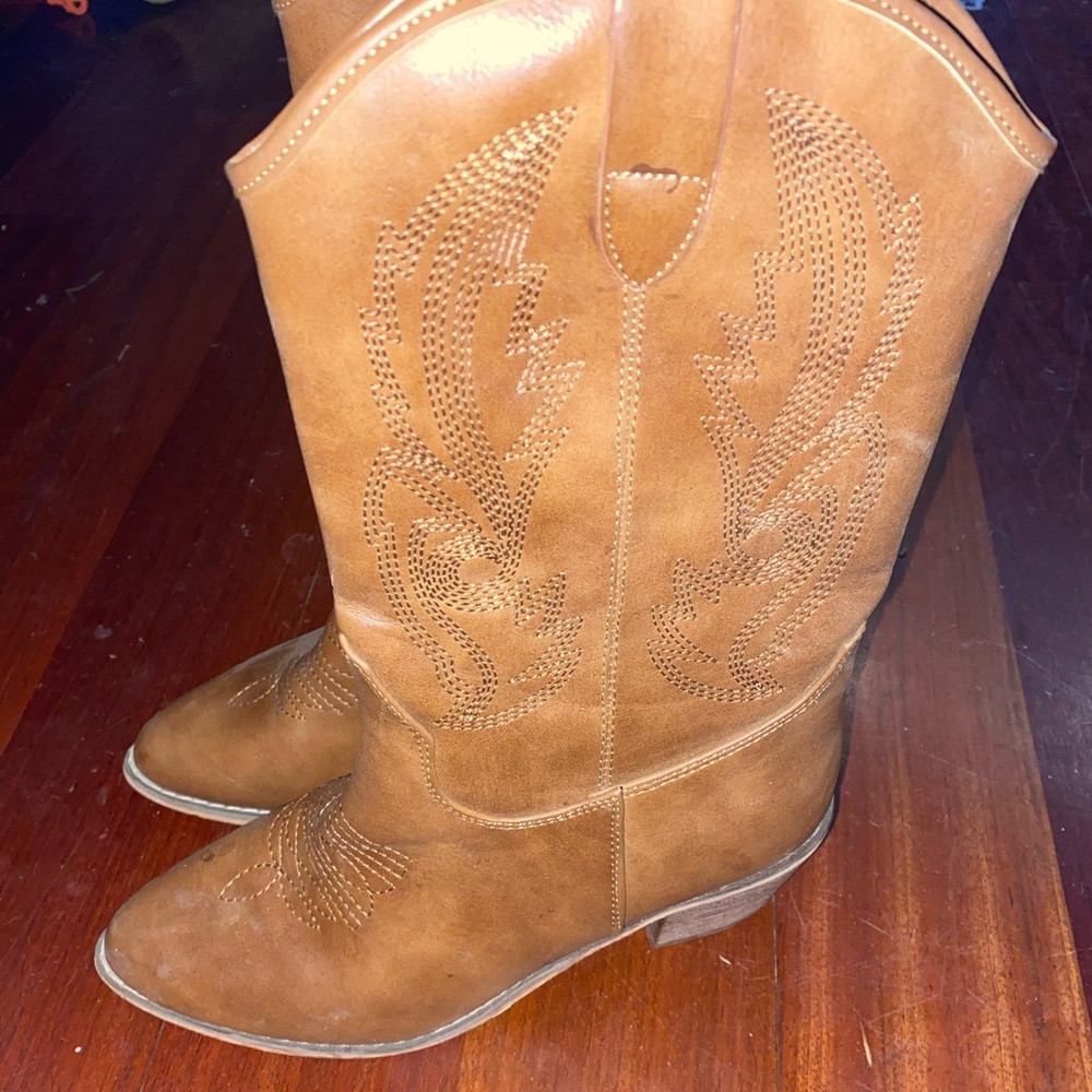 Cowgirl brown Leather Pointed-Toe Boots